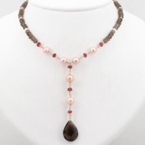 Zoe B 14K Smokey Topaz Garnet & Cultured P…